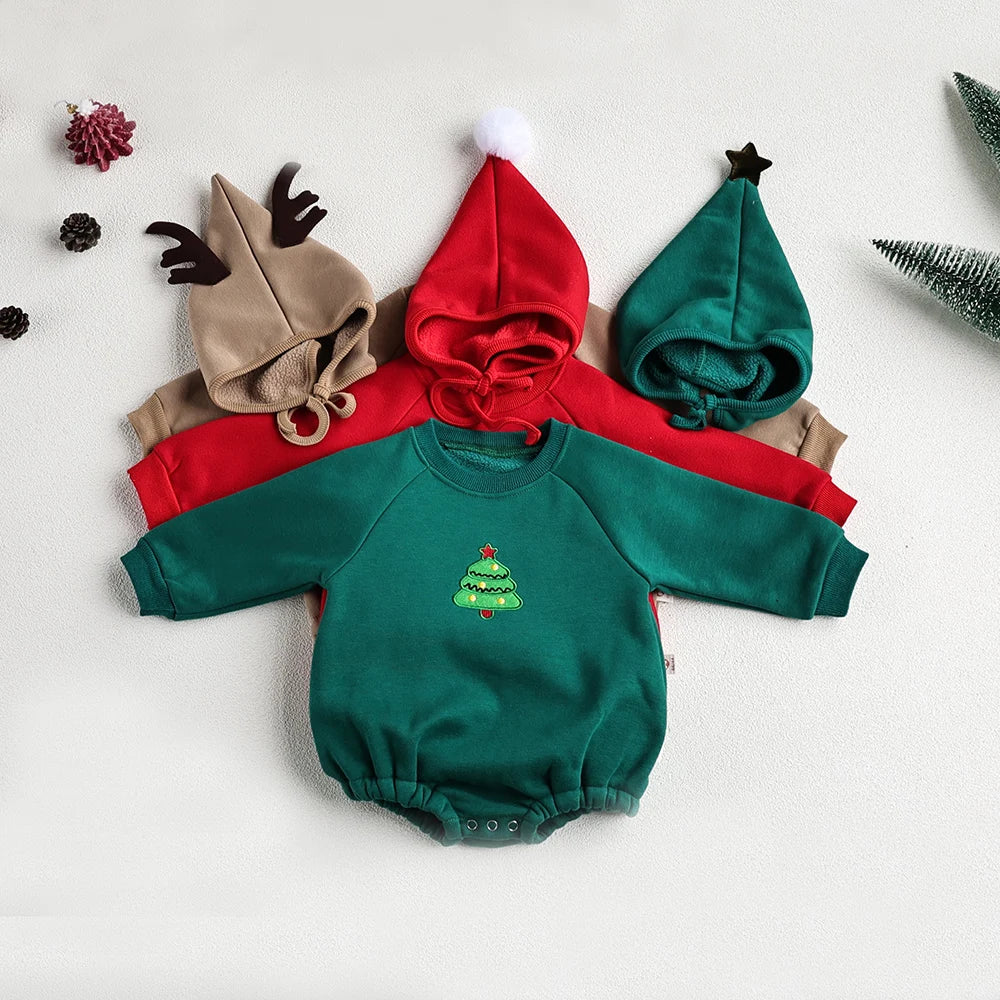 Christmas Sweatshirt Embroidery Romper