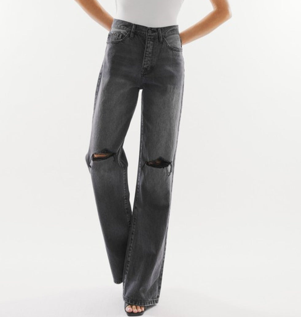 Simone High Waist Distressed Knee Jeans - Unbroken Badass